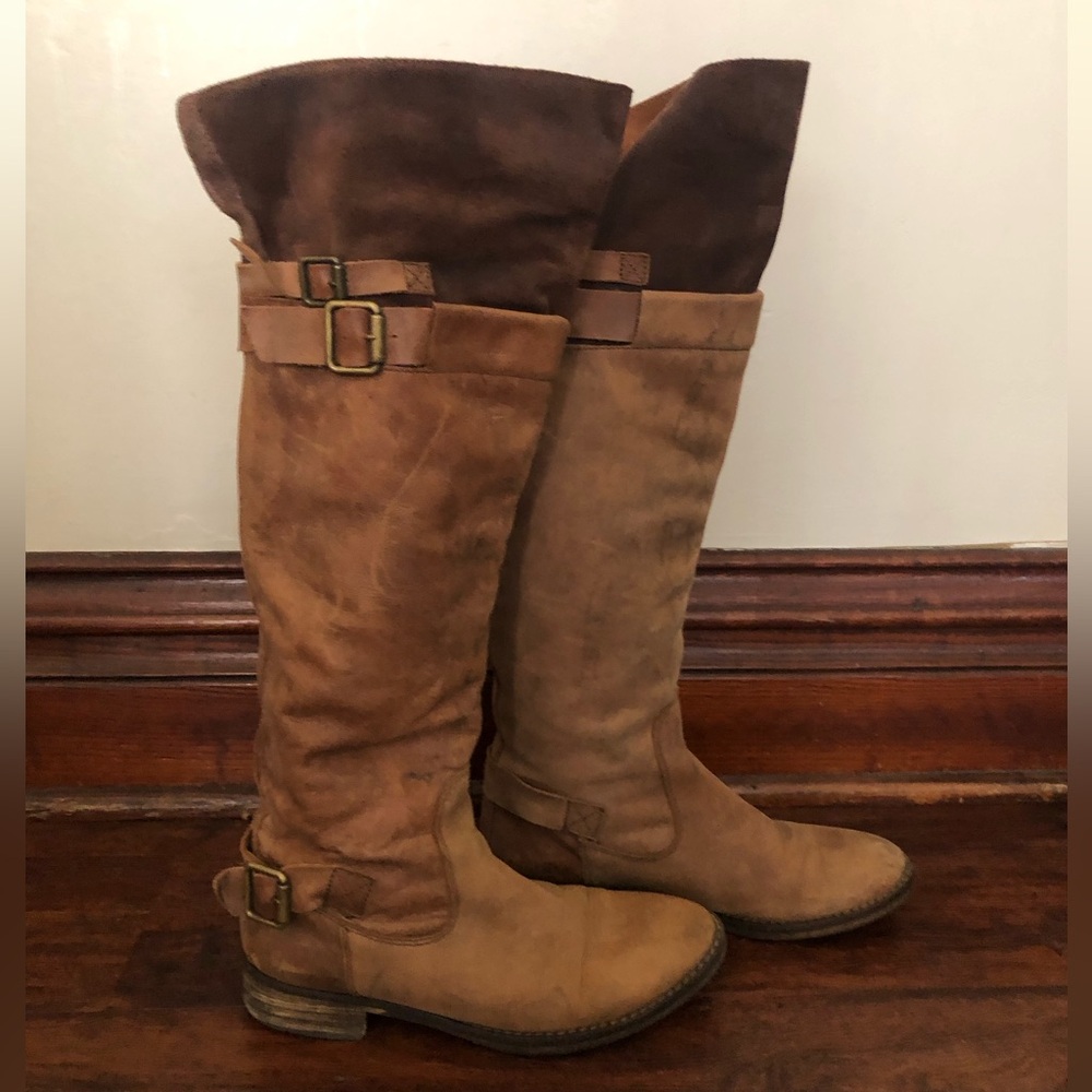 Brown Leather Over the Knee Boots